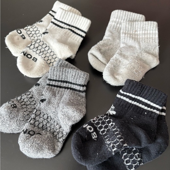 Bombas Toddler Black, Gray, White Socks Set, Set of Four, Size T 5 1/2-7 - Picture 2 of 4